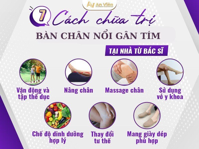 bàn chân nổi gân tím
