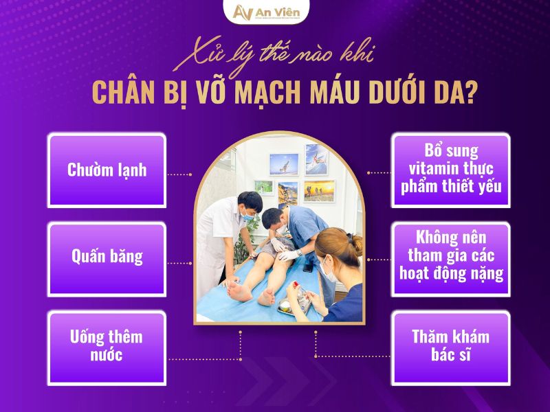 chân bị vỡ mạch máu dưới da