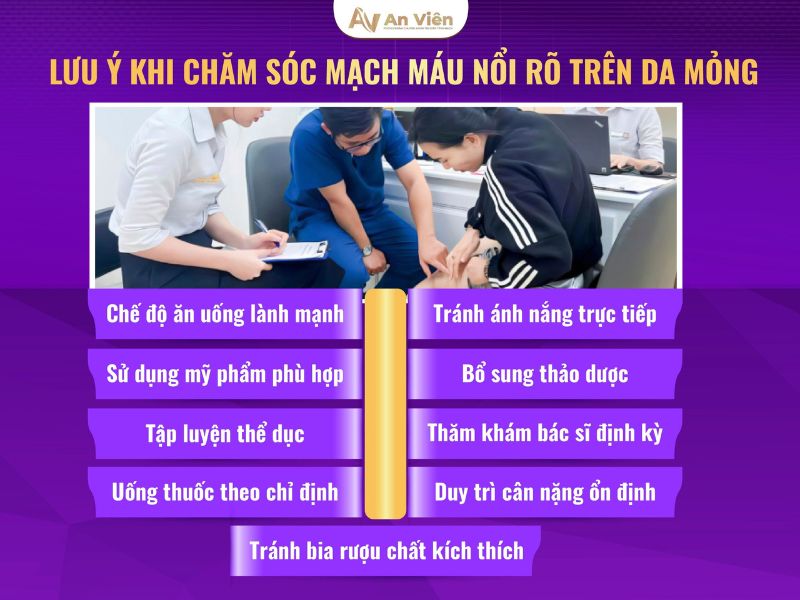 mạch máu nổi rõ trên da mặt